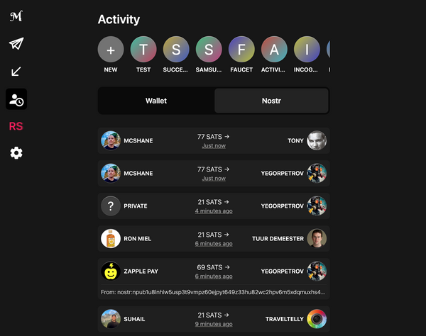 Adding Nostr contacts and a zap feed to Mutiny Wallet