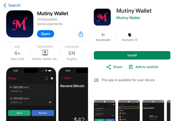 Mutiny Wallet now available for Android and iOS
